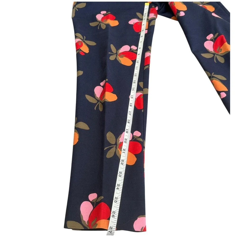 Boden Richmond Floral Pants Navy Blue Straight Leg Size 6R Trouser Preppy Spring - Picture 10 of 11